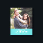 EDITABLE COLOR Cursive Mr & Mrs Family Name Photo Canvas Print<br><div class="desc">This Cursive Mr and Mrs Family Name Photo canvas print with editable background colour (to change click customize button) features "Mr. and Mrs." in cursive font, family name, and below a thin line, state the title for your photo like when your family was established or when photo was taken. Makes...</div>