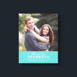 EDITABLE COLOR Cursive Mr & Mrs Family Name Photo Canvas Print<br><div class="desc">This Cursive Mr and Mrs Family Name Photo canvas print with editable background colour (to change click customize button) features "Mr. and Mrs." in cursive font, family name, and below a thin line, state the title for your photo like when your family was established or when photo was taken. Makes...</div>