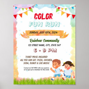 Editable Color fun run flyer Poster