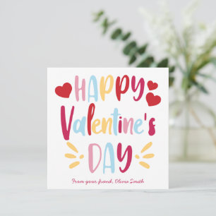 Editable Color Kids Classroom Valentine's Day Holiday Card