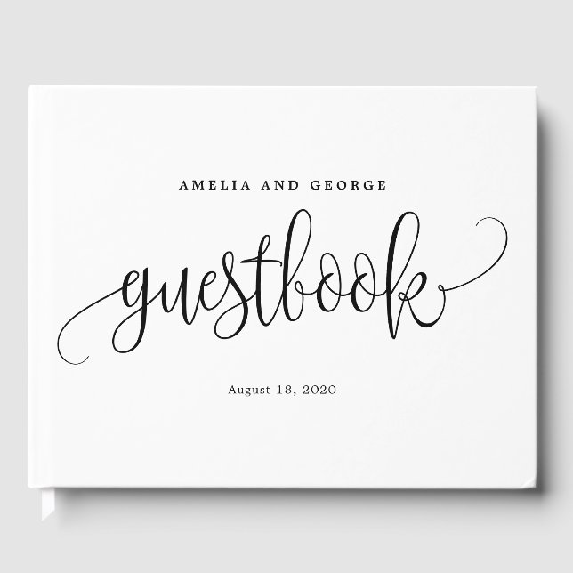 EDITABLE COLOR Lovely Calligraphy LCC Wedding Guest Book (Front)