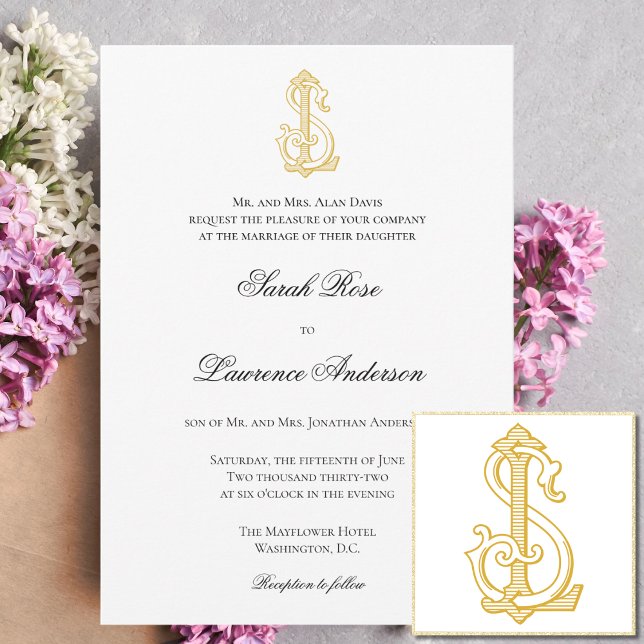 EDITABLE COLOR LS Monogram or SL Monogram Invitation (Creator Uploaded)