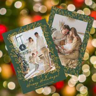 Editable Color Mistletoe Doodles 2 Photos Happy Holiday Card