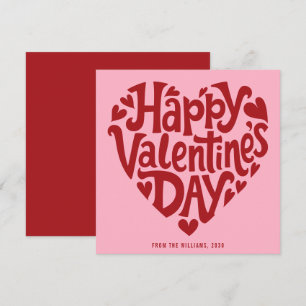 Editable Color Modern Heart Happy Valentine's Day Holiday Card