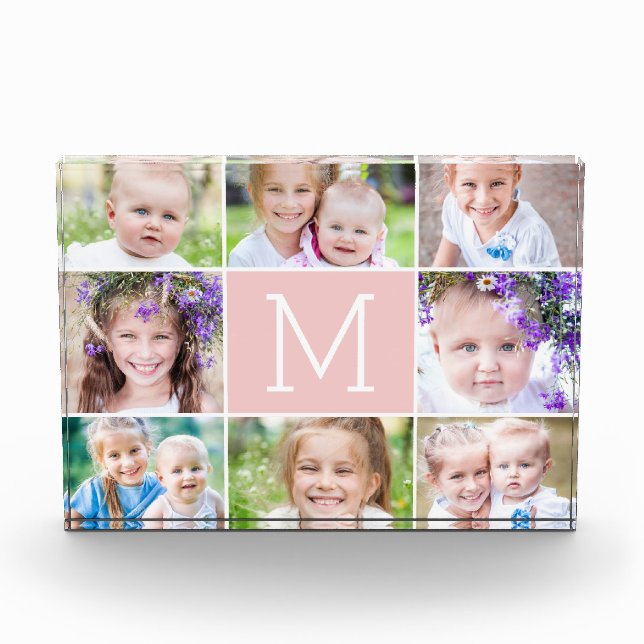 EDITABLE COLOR Monogram Collage Photo Block (Front)