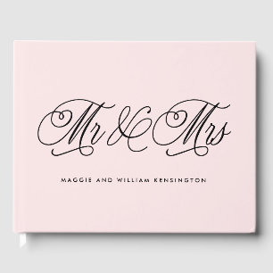 EDITABLE COLOR Mr & Mrs Elegant Script Wedding Guest Book