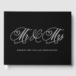 EDITABLE COLOR Mr & Mrs Elegant Script Wedding Guest Book