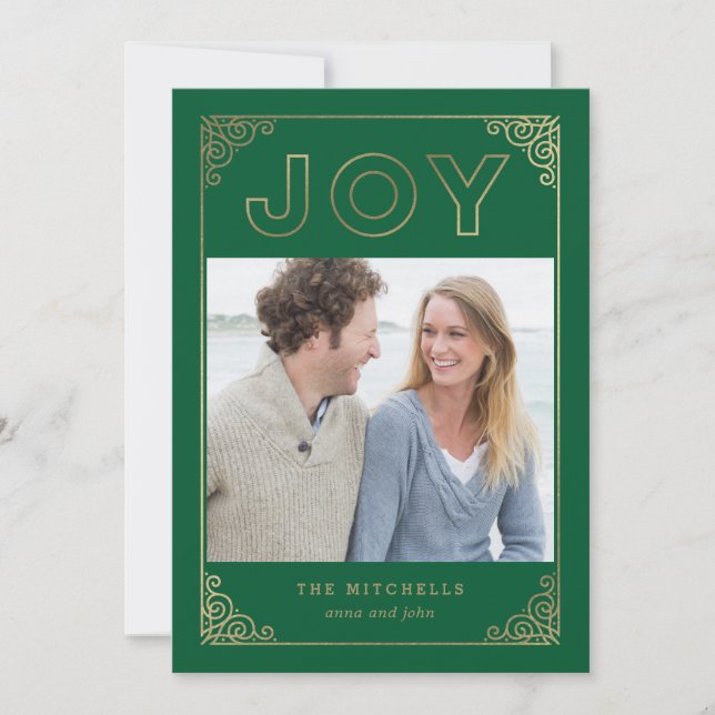 EDITABLE COLOR Refined Joy Holiday Photo Card (Front)