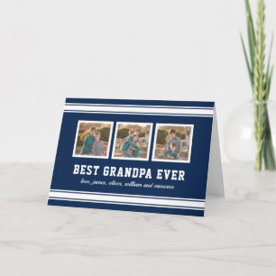 Editable Color Sporty Best Grandpa Ever Photo Card