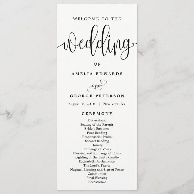 EDITABLE COLOR Wedding Ceremony Program #LCC (Front)