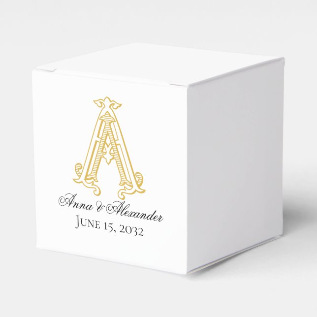 EDITABLE COLORS AA Monogram AA Crest Favour Box (Front Side)