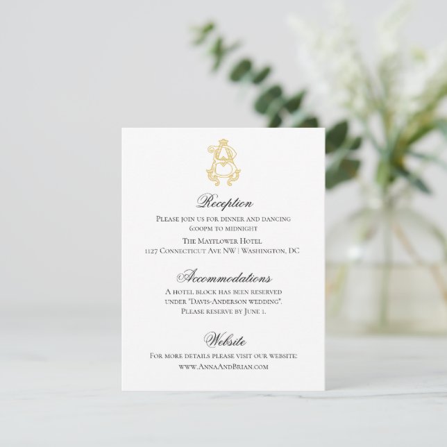 EDITABLE COLORS AB Monogram BA Monogram Invitation (Standing Front)
