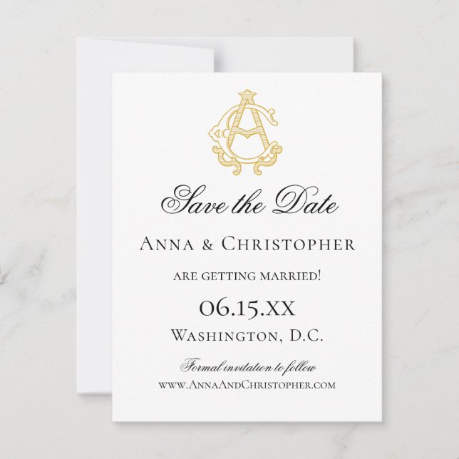 EDITABLE COLORS AC Monogram CA Monogram Invitation (Front)