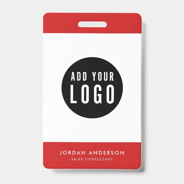 Editable Colors Add Your Logo Simple Employee ID Badge (Front)