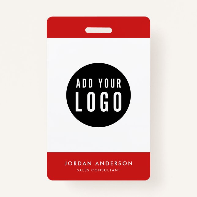 Editable Colors Add Your Logo Simple Employee ID Badge (Front)