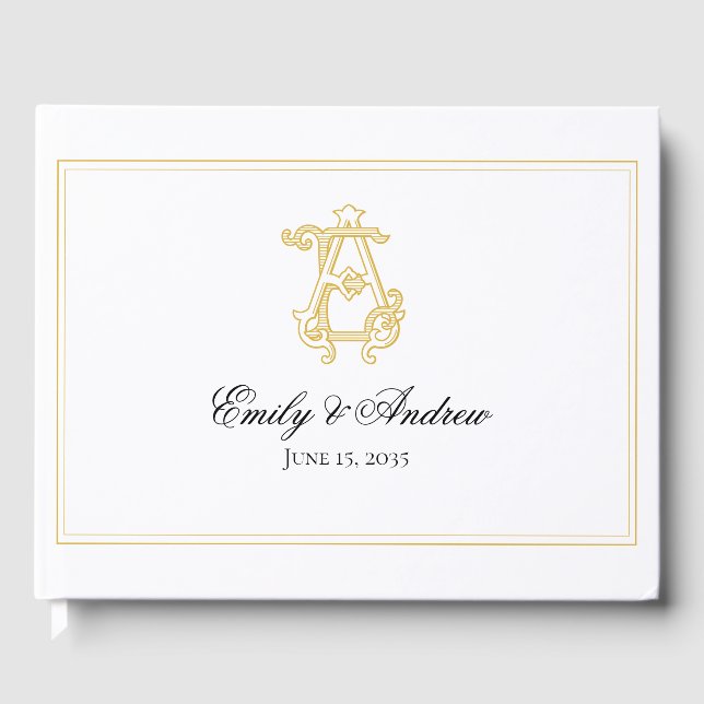 EDITABLE COLORS AE Monogram EA Monogram Guest Book (Front)