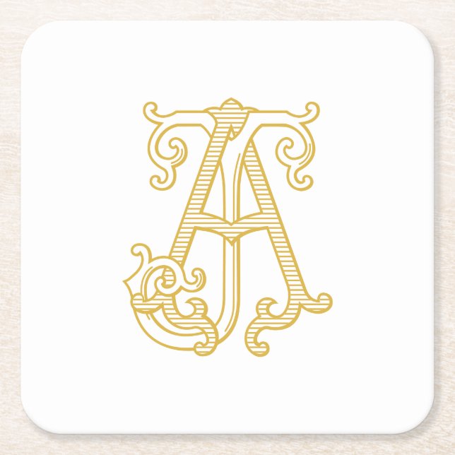 EDITABLE COLORS AJ Monogram JA Logo Coasters (Front)