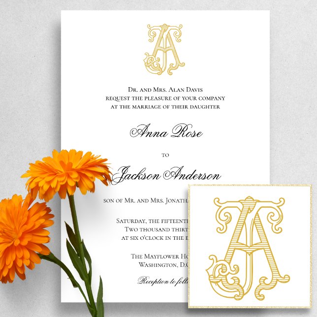 EDITABLE COLORS AJ Monogram JA Logo Invitation (Creator Uploaded)