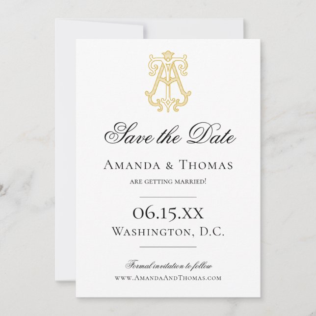 EDITABLE COLORS AT Monogram TA Monogram Invitation (Front)