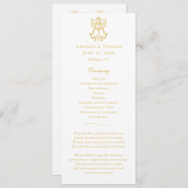 EDITABLE COLORS AT Monogram TA Monogram Program (Front/Back)