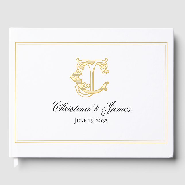 EDITABLE COLORS CJ Monogram JC Monogram Guest Book (Front)