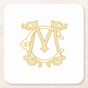 EDITABLE COLORS CM Monogram MC Logo Party Coasters