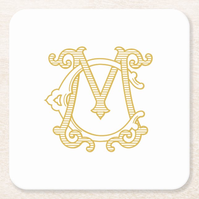 EDITABLE COLORS CM Monogram MC Logo Party Coasters (Front)