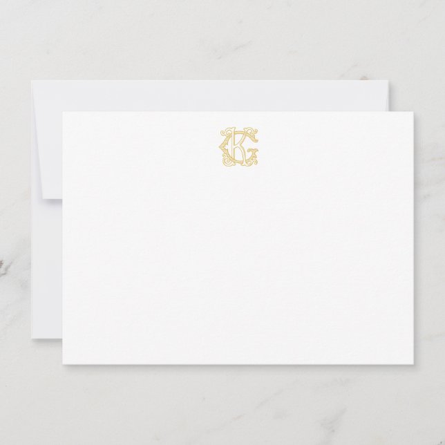 EDITABLE COLORS GK Monogram KG Monogram Notecards (Front)