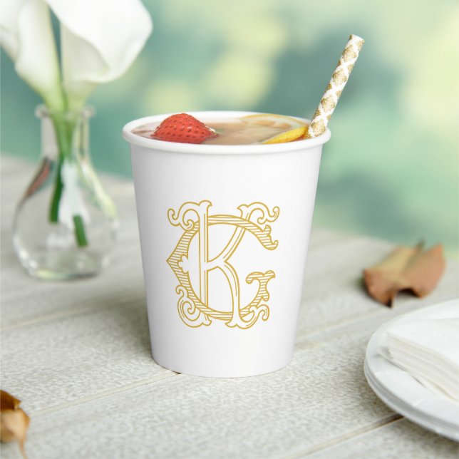EDITABLE COLORS GK Monogram KG Monogram Paper Cups (Insitu)