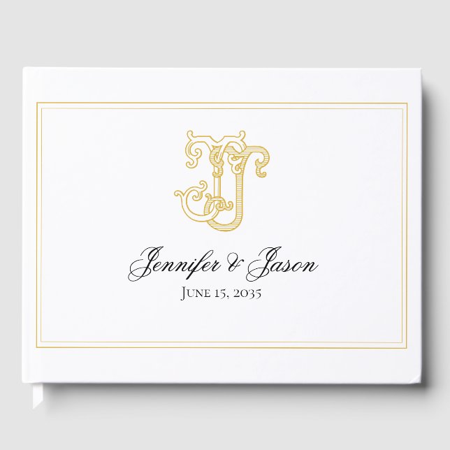 EDITABLE COLORS JJ Monogram JJ Crest Guest Book (Front)