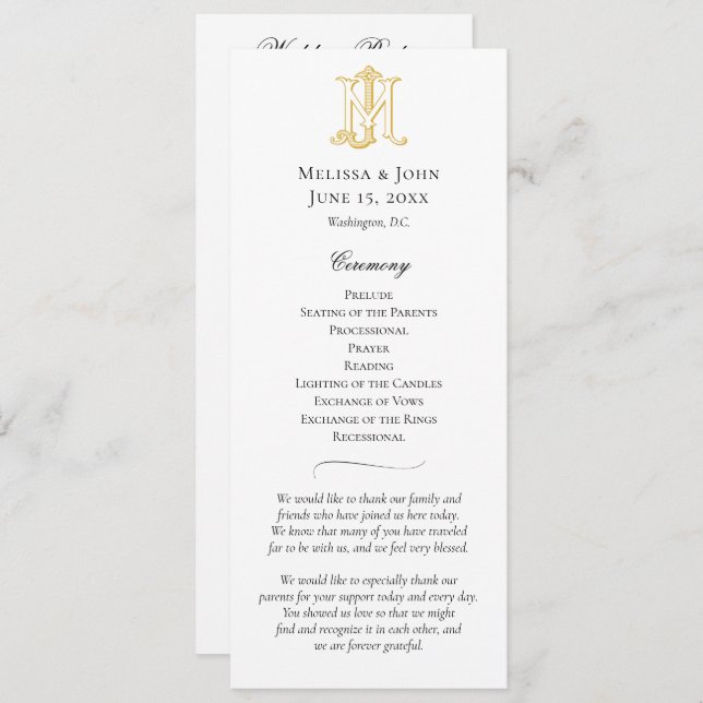 EDITABLE COLORS MJ Monogram JM Monogram Program (Front/Back)