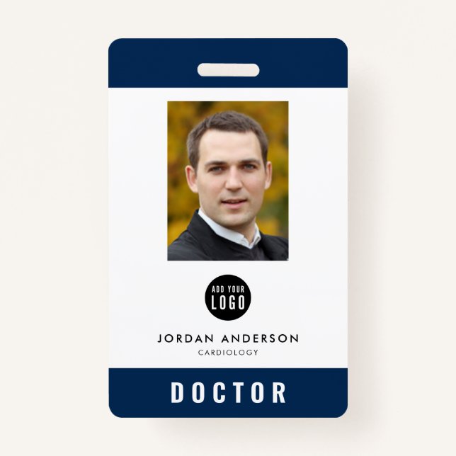 Editable Colour Add Logo Medical Employee Photo ID Badge (Front)