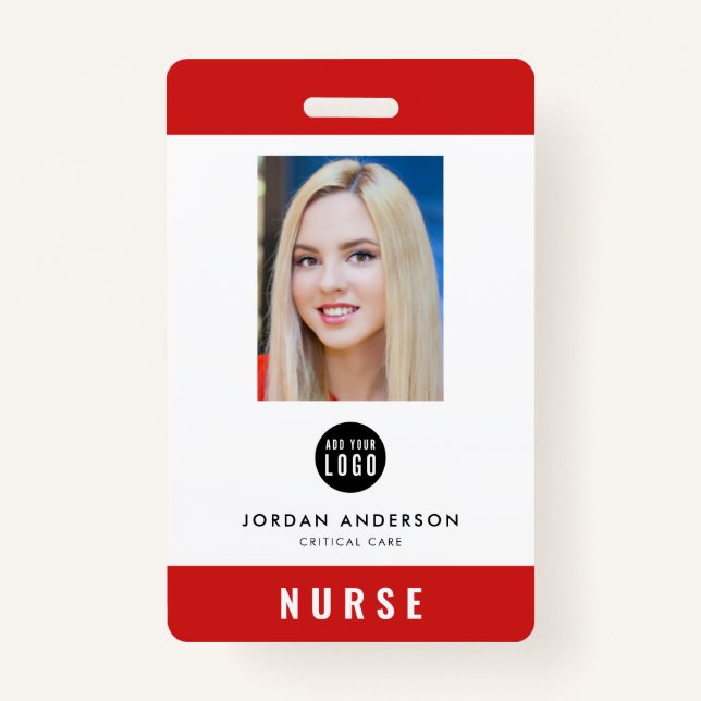 Editable Colour Add Logo Medical Employee Photo ID Badge (Front)