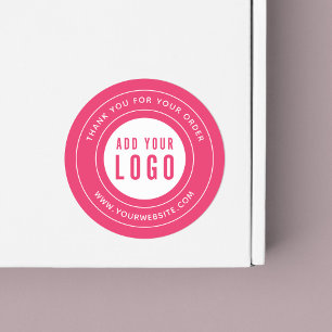 Editable Colour Add Your Logo Border Thank You Classic Round Sticker