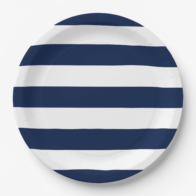 Editable Colour and Large White Stripes Paper Plate (Front)