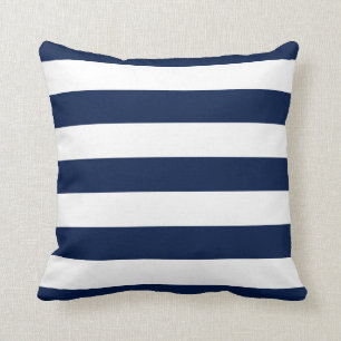 Editable Colour and Large White Stripes Throw Pillow