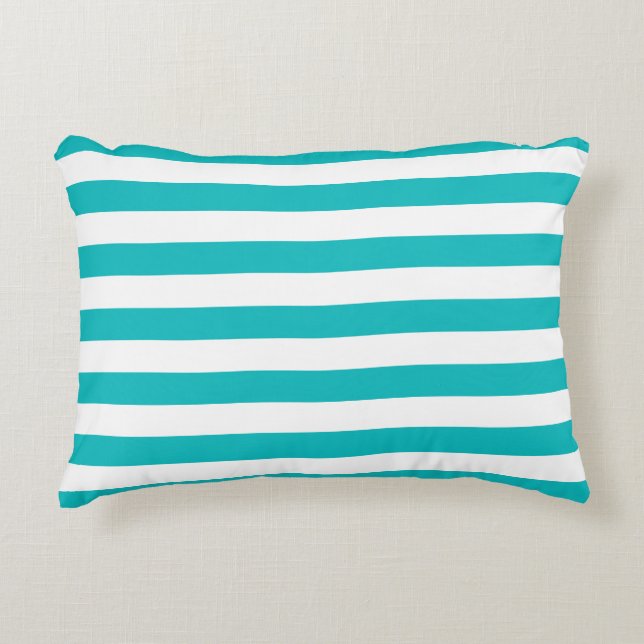 Editable Colour and White Stripes Accent Pillow (Front)