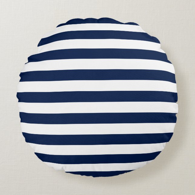 Editable Colour and White Stripes Round Pillow (Front)