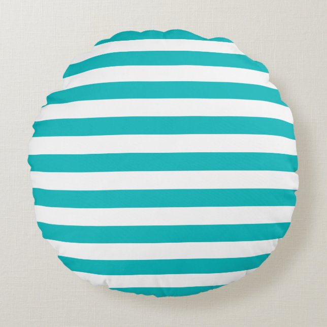 Editable Colour and White Stripes Round Pillow (Front)