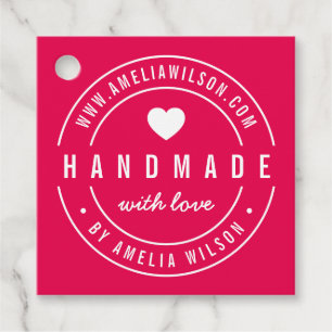 EDITABLE Colour Bold Handmade With Love Heart Tag