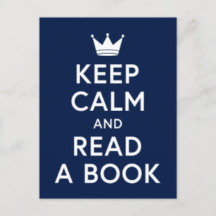 Editable Colour Bookish Keep Calm and Read a Book Postcard