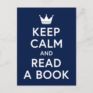 Editable Colour Bookish Keep Calm and Read a Book Postcard