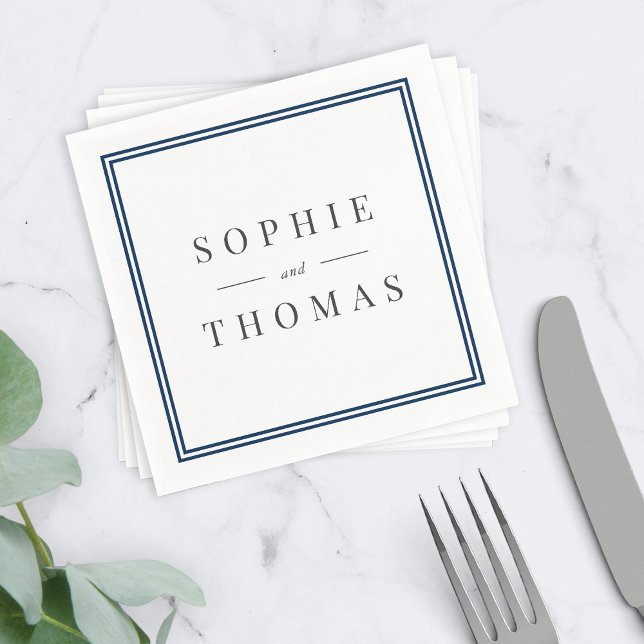 Editable Colour Border Modern Classic Wedding Napkin (Creator Uploaded)