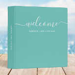 Editable Colour Calligraphy Rental Property Welcom Binder<br><div class="desc">Welcome binder to file all the important information for your guests featuring the word "welcome" in trendy calligraphy script against editable background colours (click "customize it" and change the background colour of all sides). This versatile binder can be used for vacation homes, vacation rentals, bed and breakfasts, etc. Personalize it...</div>