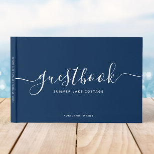 Editable Colour Calligraphy Vacation Home or Renta Guest Book