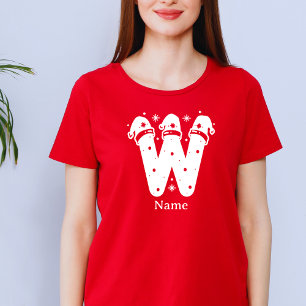 Editable Colour Christmas Monogram Custom Name T-Shirt