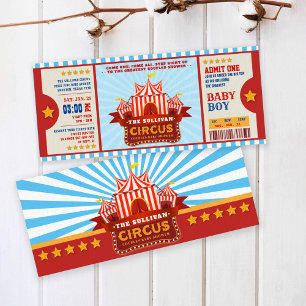 Editable Colour Circus Ticket Couple Shower Invitation