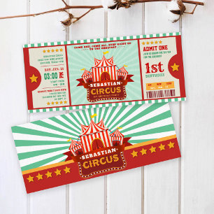 Editable Colour Circus Ticket First Birthday Invitation