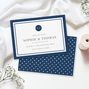 Editable Colour Classic Monogram Save the Date Invitation