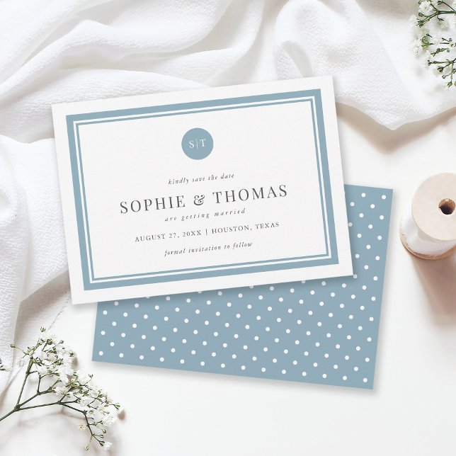Editable Colour Classic Monogram Save the Date Invitation (Creator Uploaded)